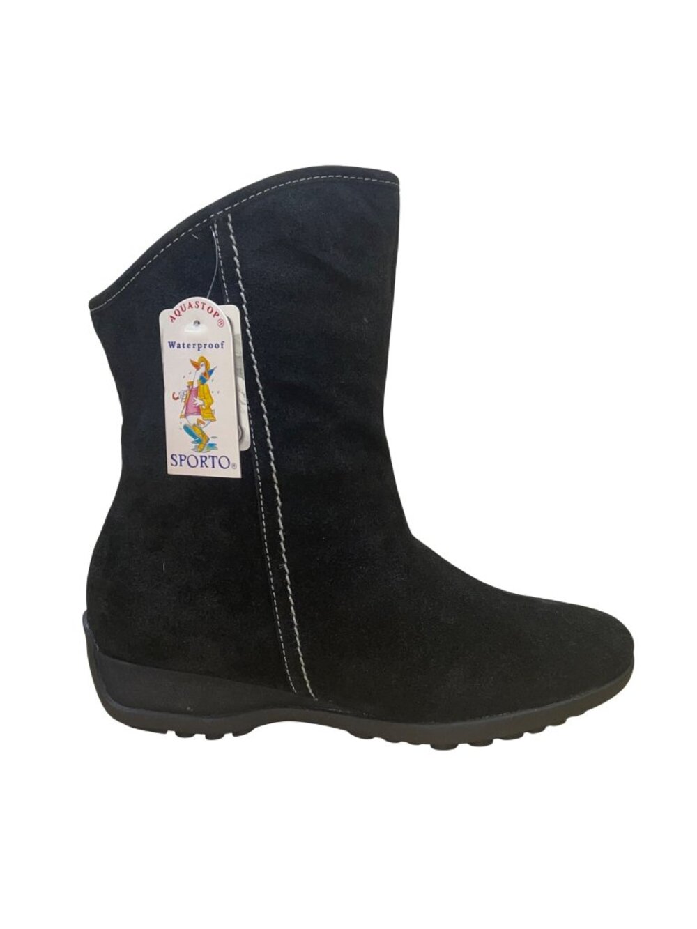 Sporto Women’s Black Suede Waterproof Aquastop Mid-Calf Winter Ella Boots Sz 7M